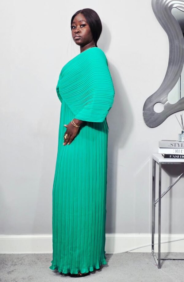 Emerald Green Pleated Maxi Dress.