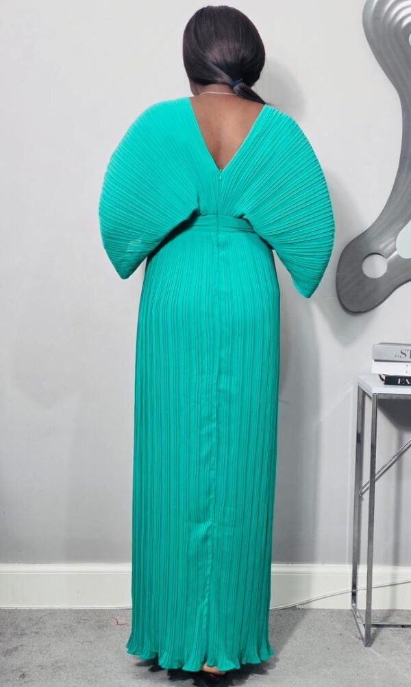 Emerald Green Pleated Maxi Dress.